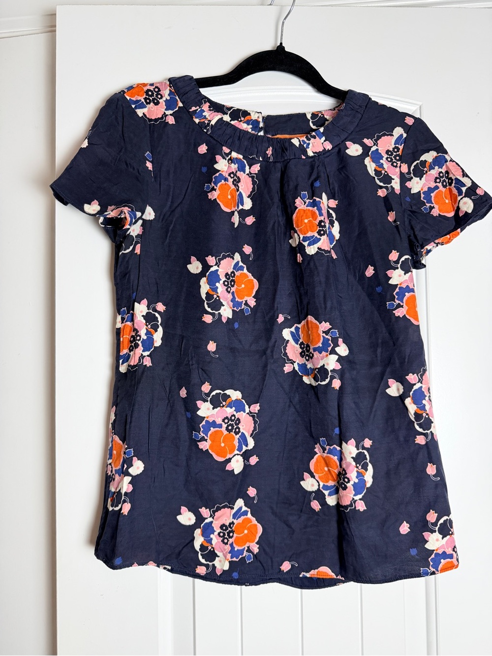 Boden Carey Navy Floral Short-Sleeve Blouse